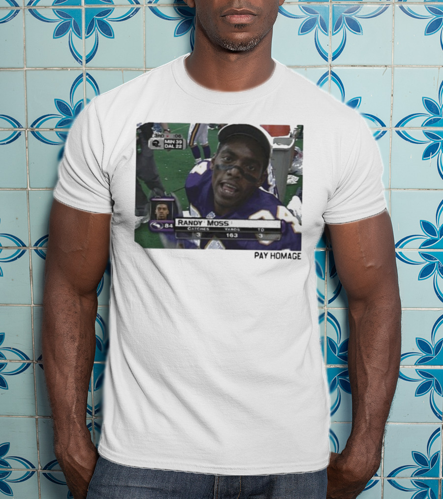 Randy Moss Minnesota Vikings 84 Pay Homage Catches Yards TO T-Shirt