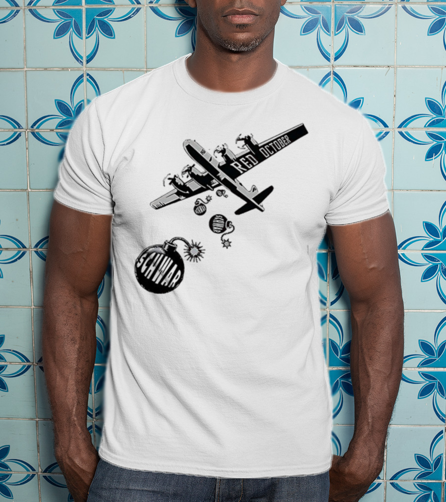 Philadelphia Phillies Red October Schwarbombs Away City Skyline Airplane رسالة قصف Blimp Explosion T-Shirt