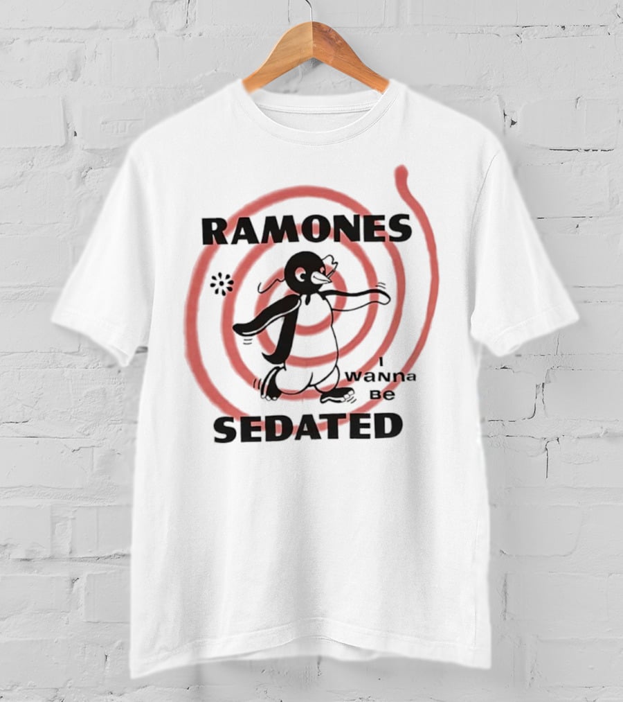 Ramones I Wanna Be Sedated Spiraling Cartoon Character T-Shirt