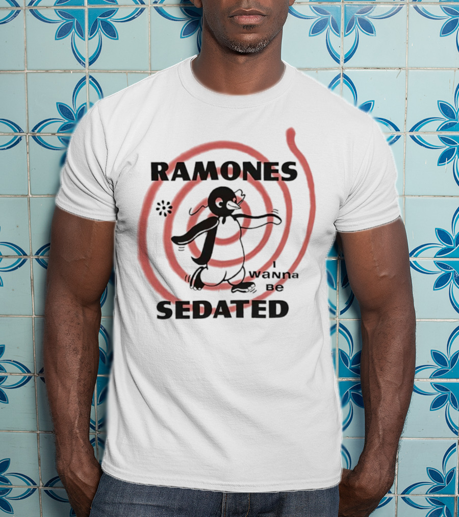 Ramones I Wanna Be Sedated Spiraling Cartoon Character T-Shirt