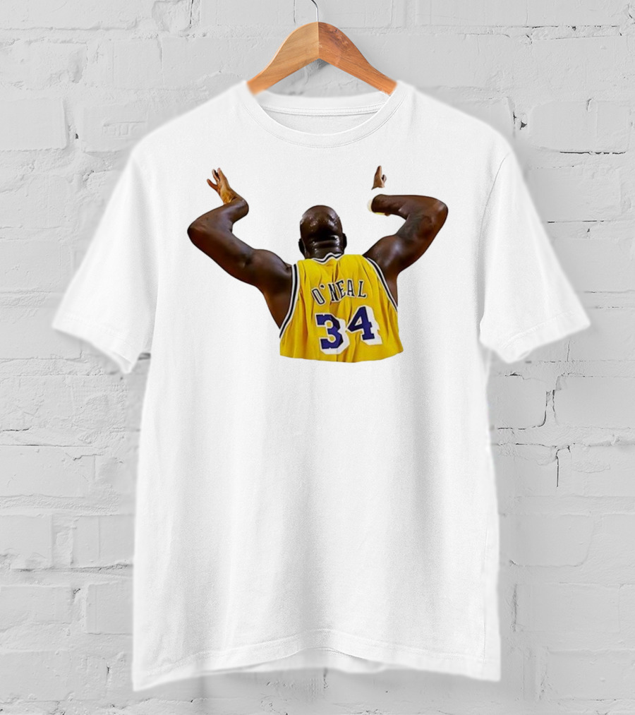 Shaquille O'Neal 34 Los Angeles Lakers Basketball Iconic Celebration T-Shirt