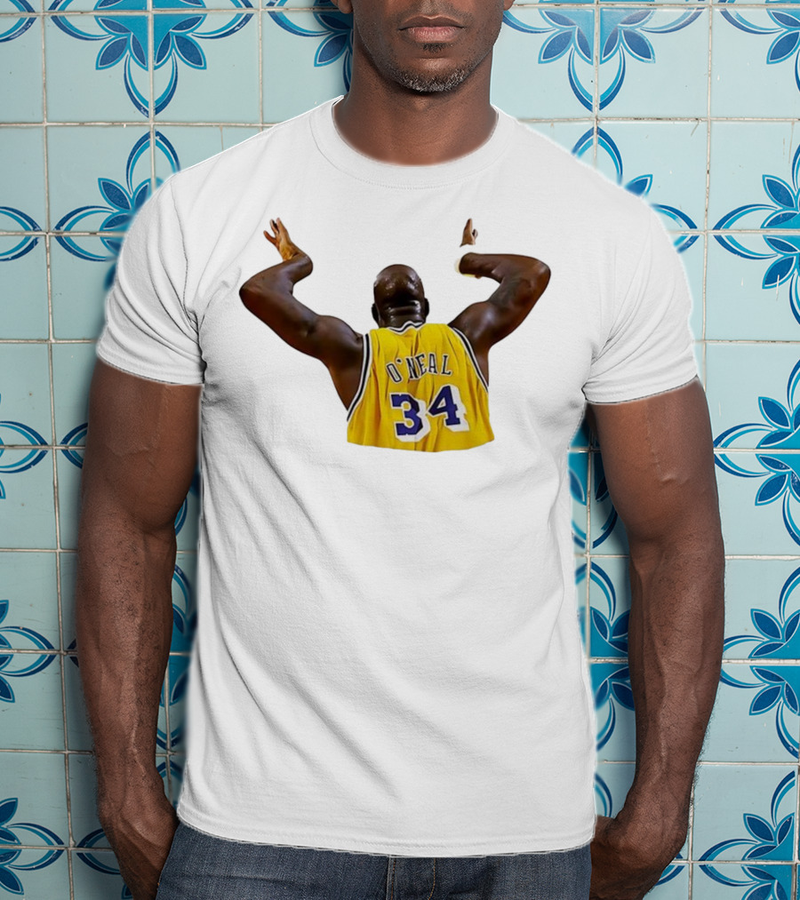 Shaquille O'Neal 34 Los Angeles Lakers Basketball Iconic Celebration T-Shirt