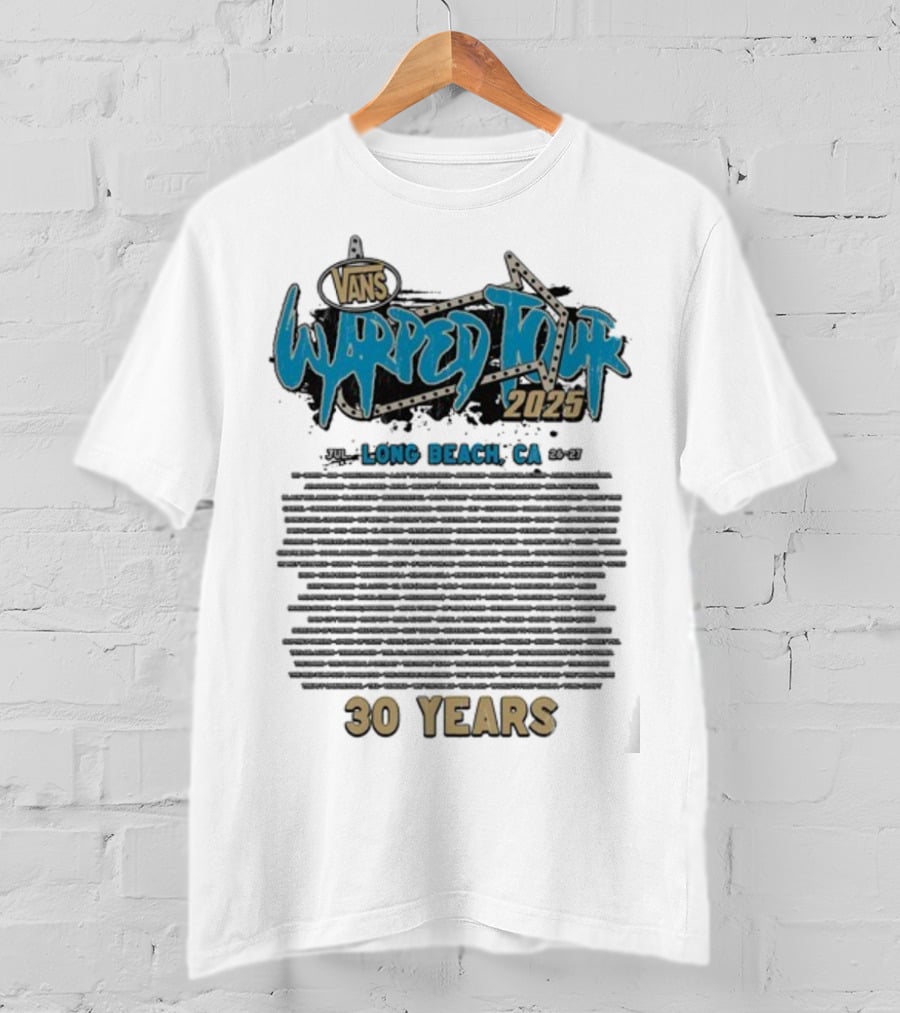 Vans Warped Tour 2025 Long Beach CA 30 Years Lineup T-Shirt