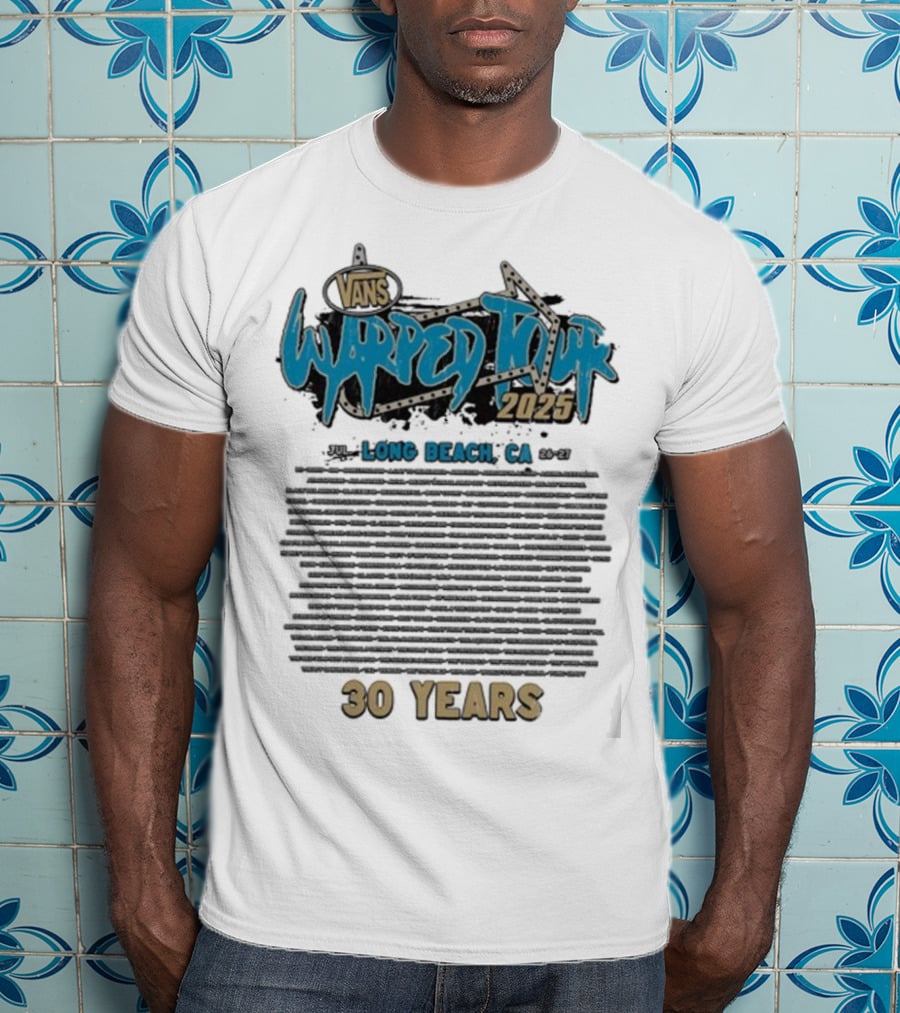 Vans Warped Tour 2025 Long Beach CA 30 Years Lineup T-Shirt