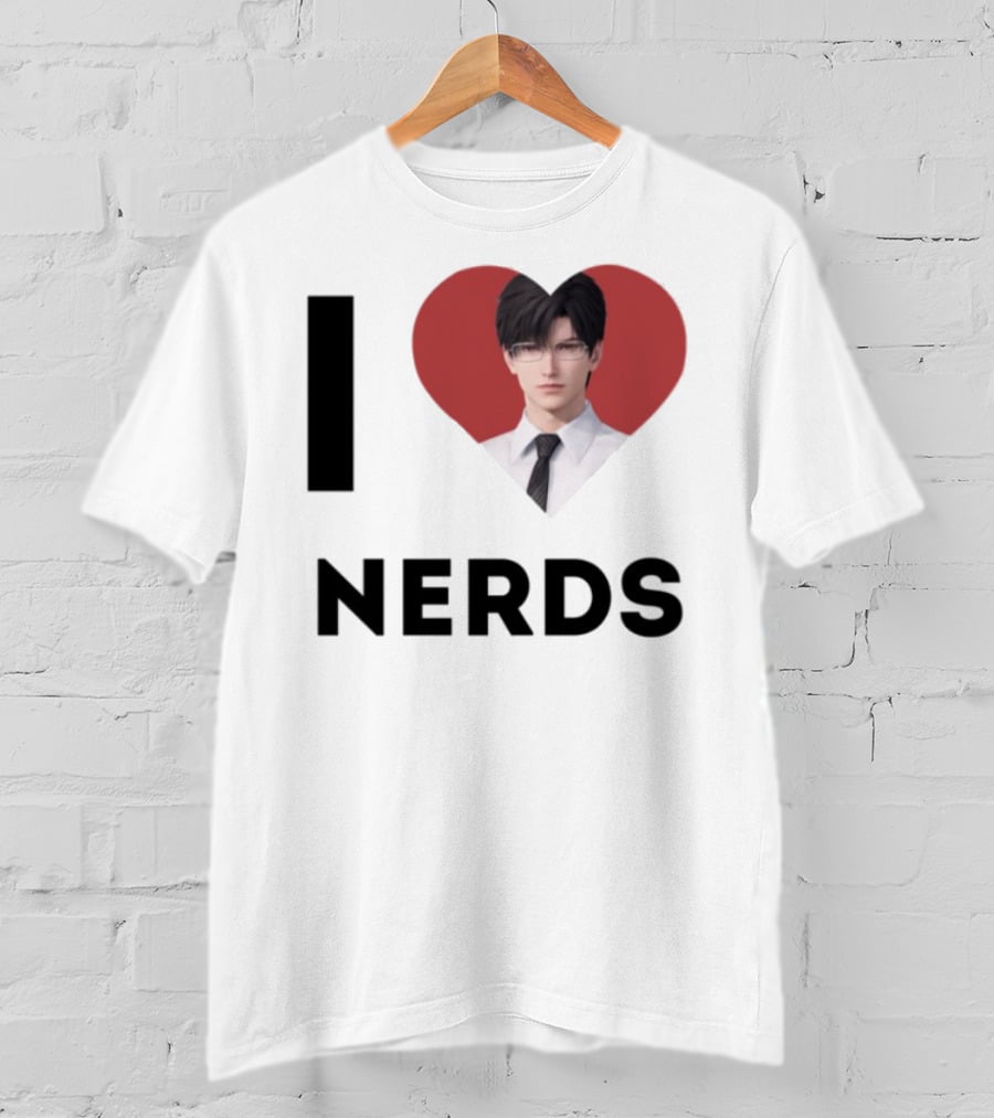 I Love Nerds Anime Character Glasses And Suit T-Shirt
