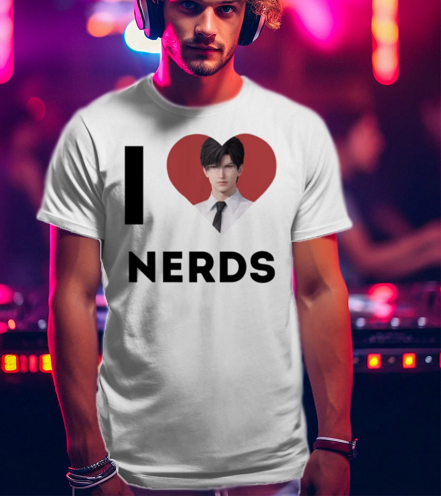 I Love Nerds Anime Character Glasses And Suit T-Shirt
