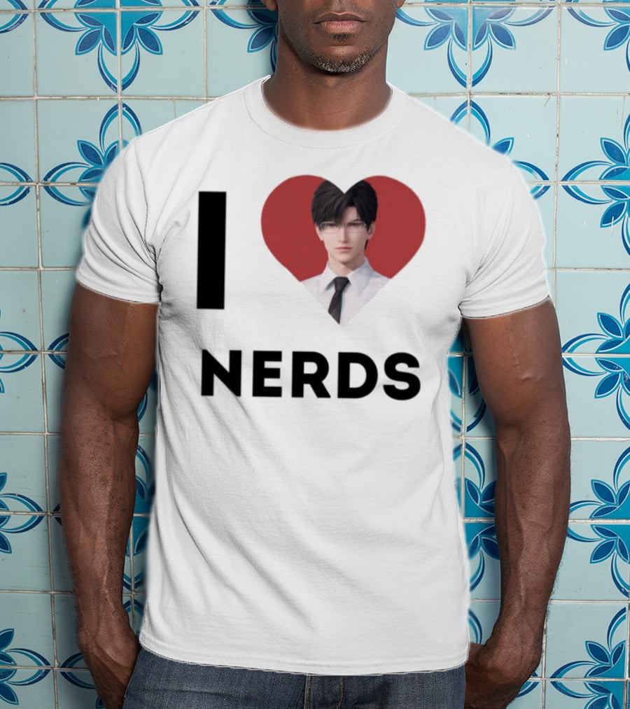 I Love Nerds Anime Character Glasses And Suit T-Shirt