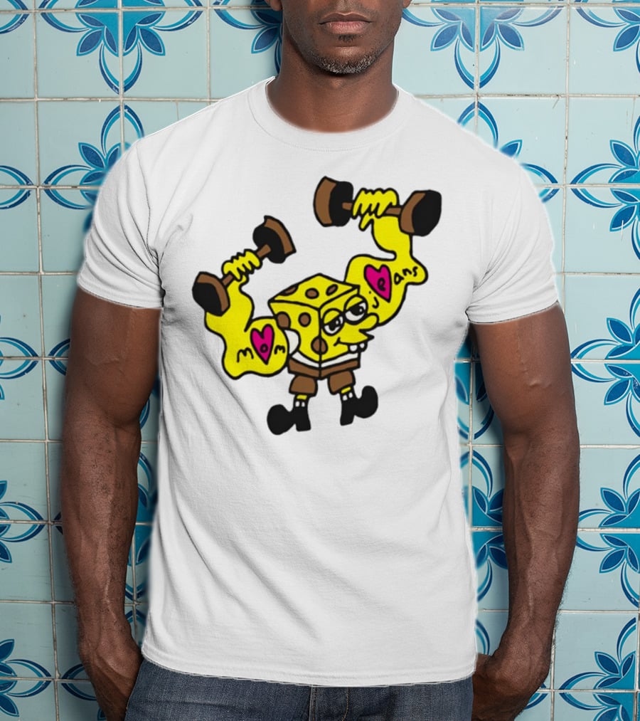 Musclebob Lovepants Mom Jeans Spongebob Dumbells T-Shirt