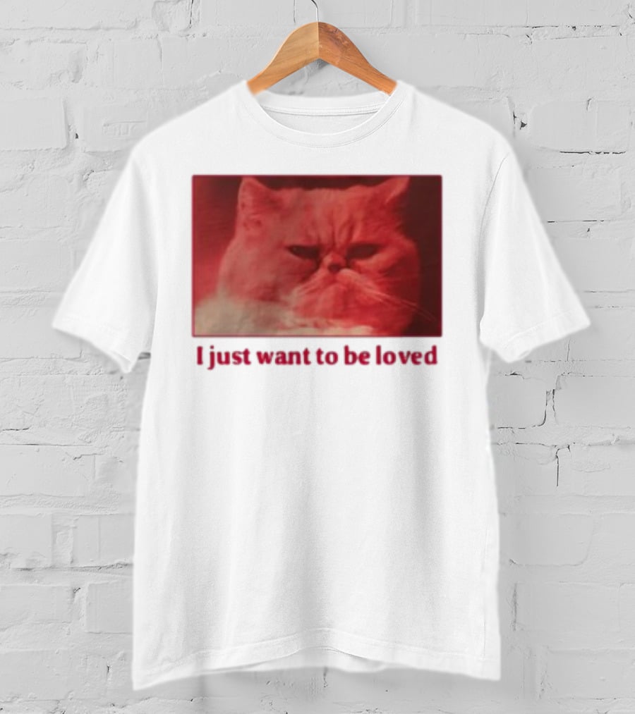 Volodymyr Testardі I Just Want To Be Loved Grumpy Cat Red Tones T-Shirt