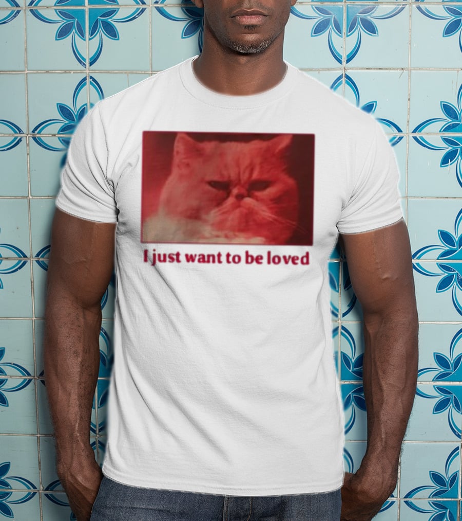 Volodymyr Testardі I Just Want To Be Loved Grumpy Cat Red Tones T-Shirt