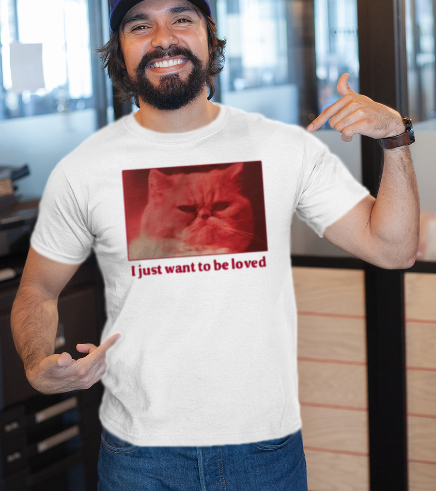 Volodymyr Testardі I Just Want To Be Loved Grumpy Cat Red Tones T-Shirt
