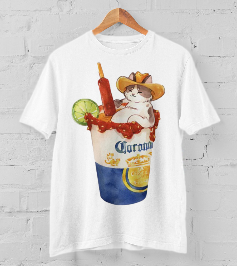 Michelada Vanilla Ryder Cat With Cowboy Hat In Corona Cup With Lime And Chamoy T-Shirt