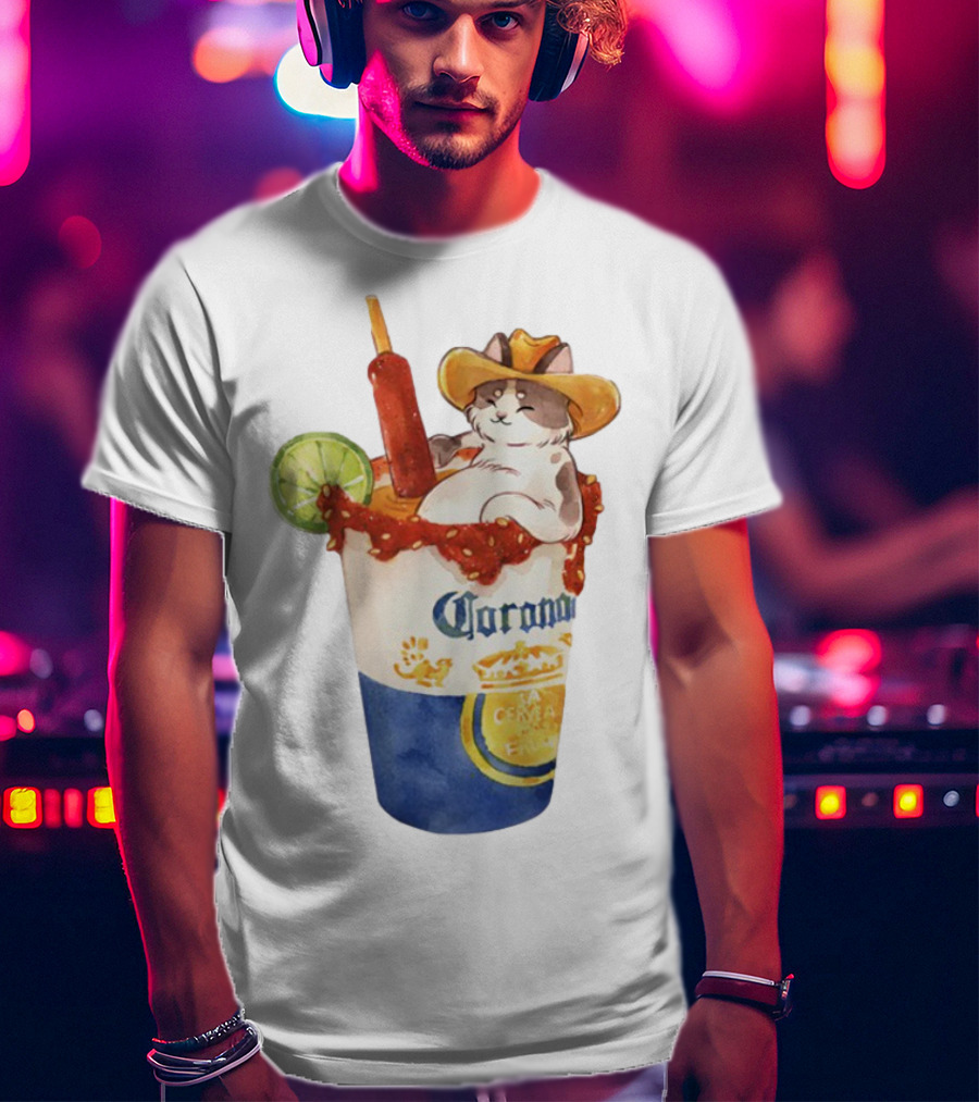 Michelada Vanilla Ryder Cat With Cowboy Hat In Corona Cup With Lime And Chamoy T-Shirt