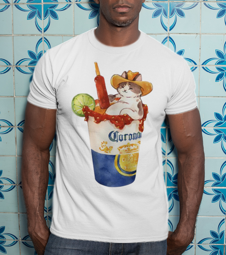 Michelada Vanilla Ryder Cat With Cowboy Hat In Corona Cup With Lime And Chamoy T-Shirt