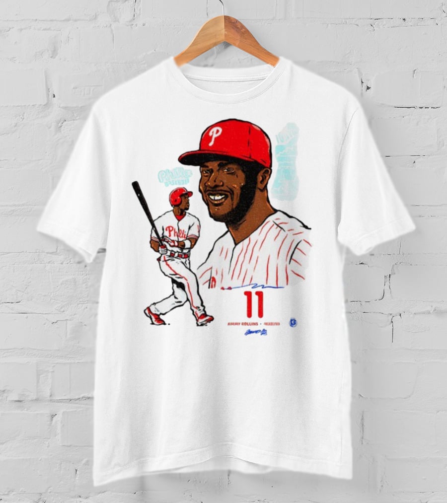 Jimmy Rollins 11 Philadelphia Phillies MLB Baseball Cartoon Phillies Player T-Shirt