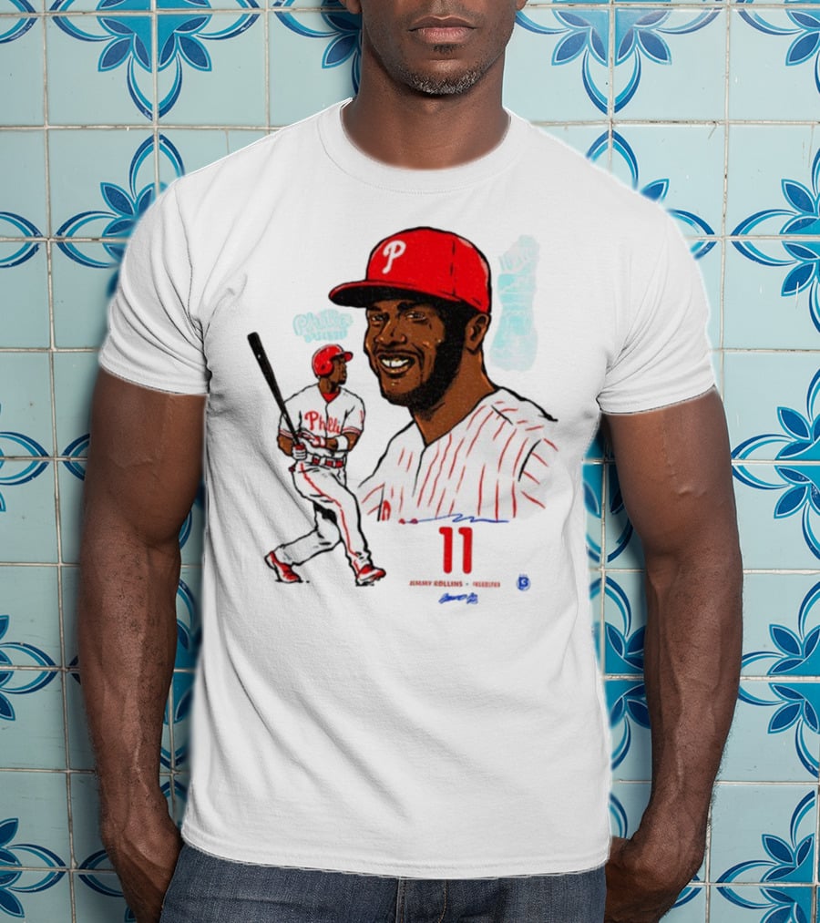 Jimmy Rollins 11 Philadelphia Phillies MLB Baseball Cartoon Phillies Player T-Shirt