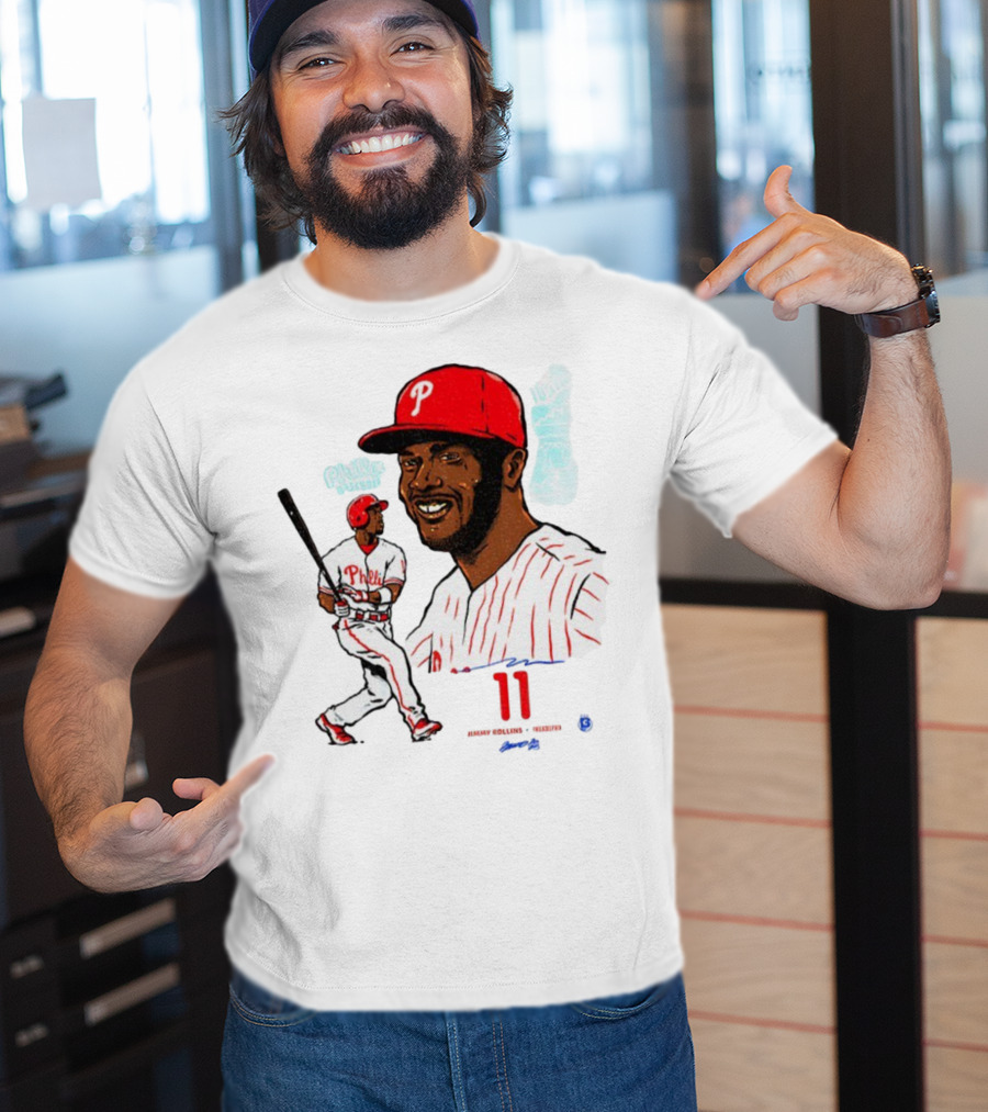 Jimmy Rollins 11 Philadelphia Phillies MLB Baseball Cartoon Phillies Player T-Shirt