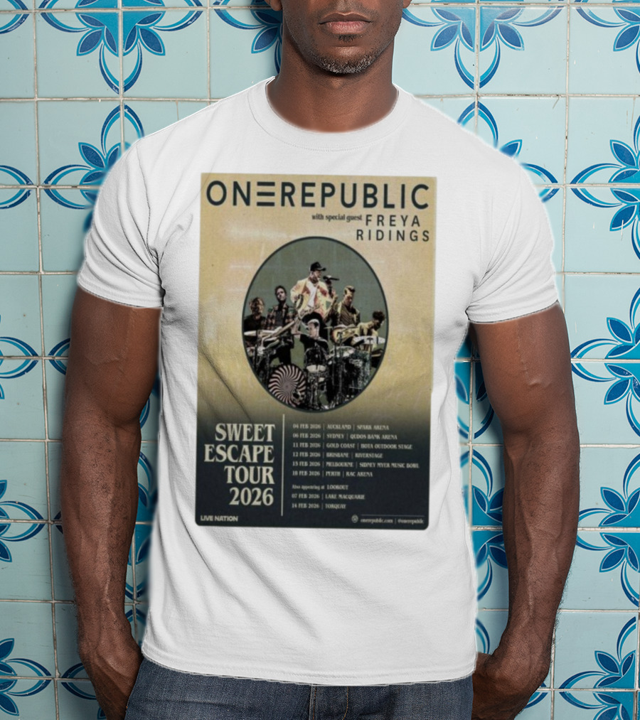 ONEREPUBLIC Sweet Escape Tour Australia New Zealand 2026 Special Guest Freya Ridings T-Shirt
