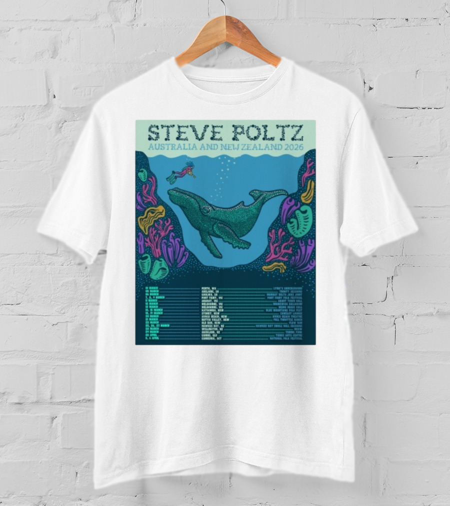 Steve Poltz Australia New Zealand Tour 2026 Concert Dates Underwater Theme T-Shirt