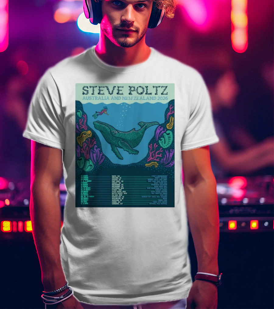 Steve Poltz Australia New Zealand Tour 2026 Concert Dates Underwater Theme T-Shirt