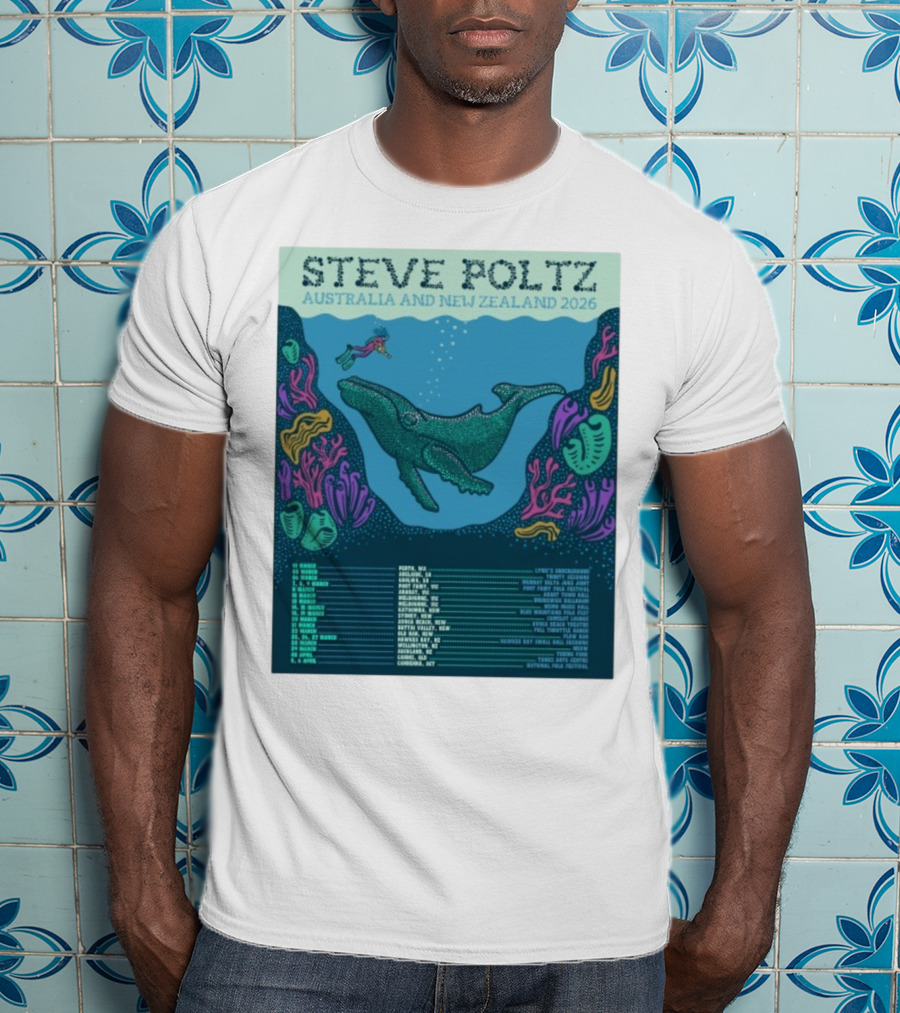 Steve Poltz Australia New Zealand Tour 2026 Concert Dates Underwater Theme T-Shirt