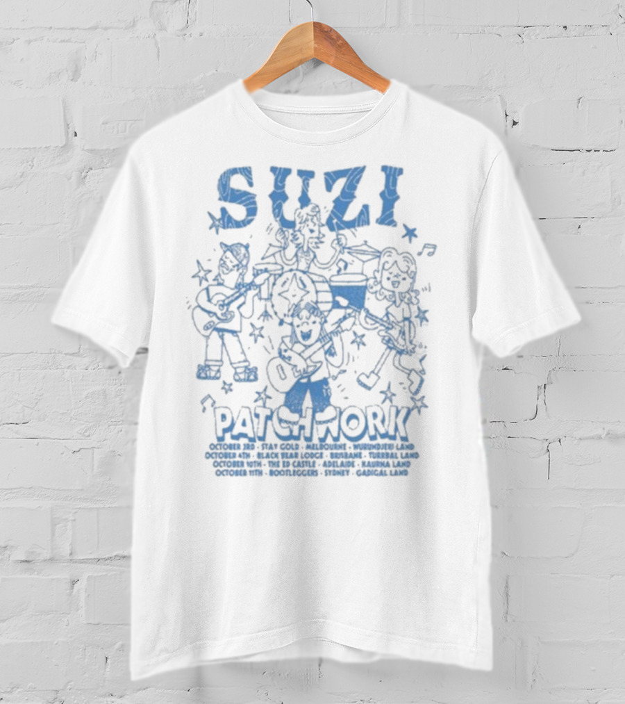 Suzi Patchwork Tour 2025 Cartoon Band Illustration T-Shirt