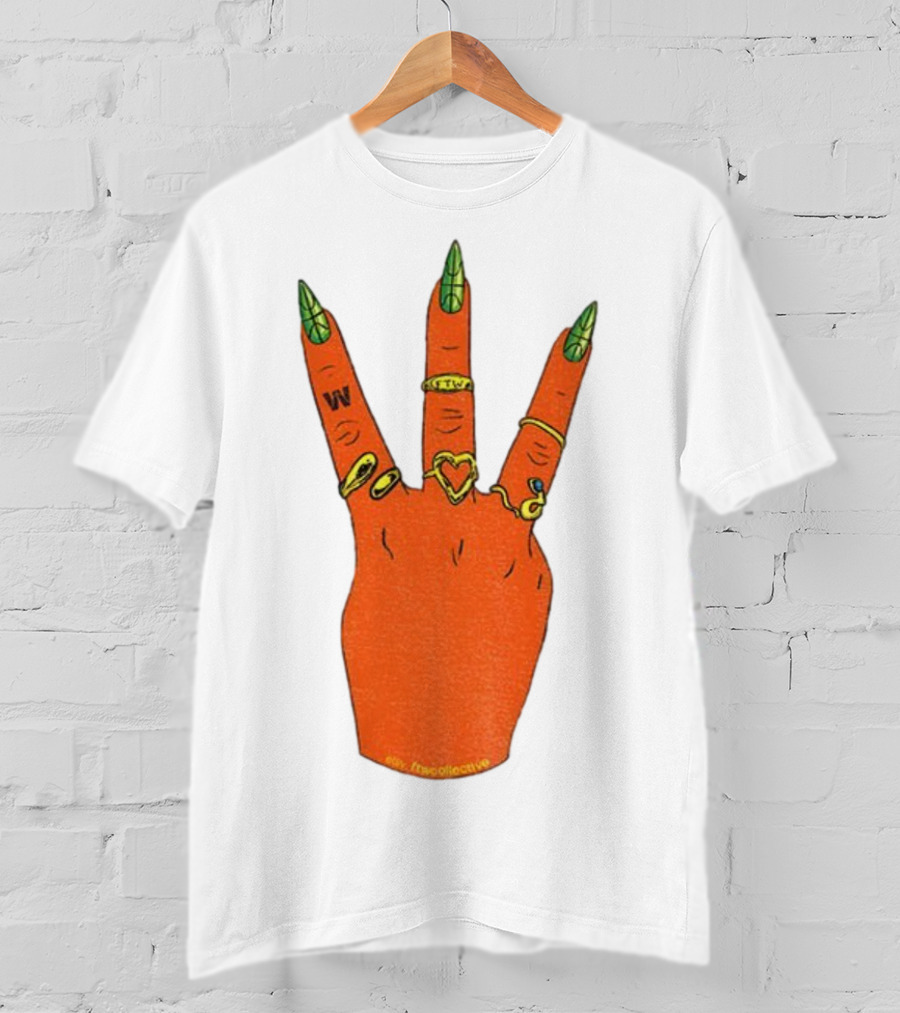 W Basketball Three Fingers Orange Hand Gesture Logo T-Shirt