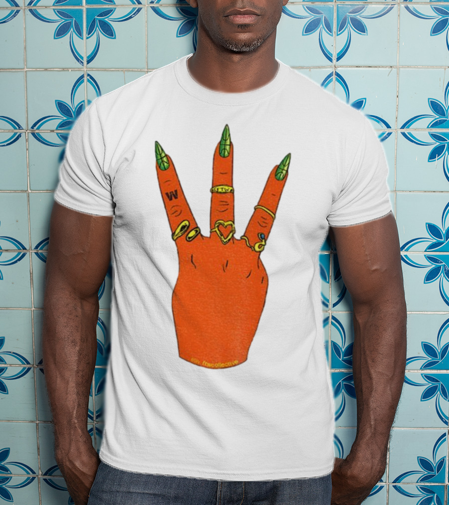 W Basketball Three Fingers Orange Hand Gesture Logo T-Shirt