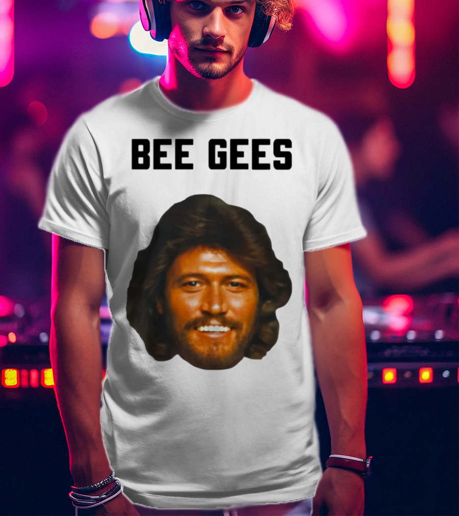 Barry Gibb Bee Gees Iconic Face Retro 70s Style T-Shirt