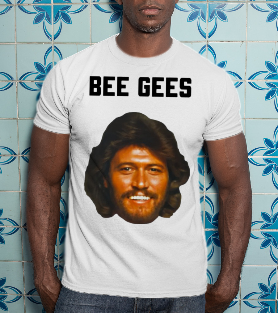 Barry Gibb Bee Gees Iconic Face Retro 70s Style T-Shirt