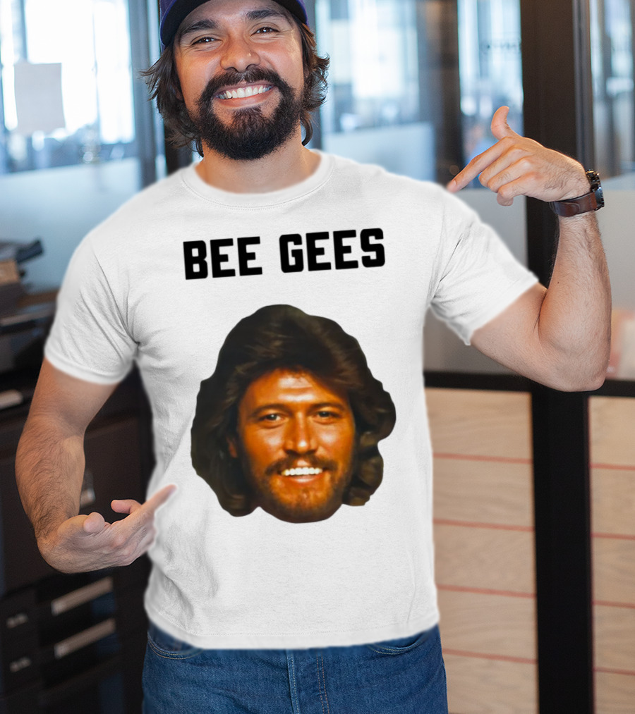 Barry Gibb Bee Gees Iconic Face Retro 70s Style T-Shirt