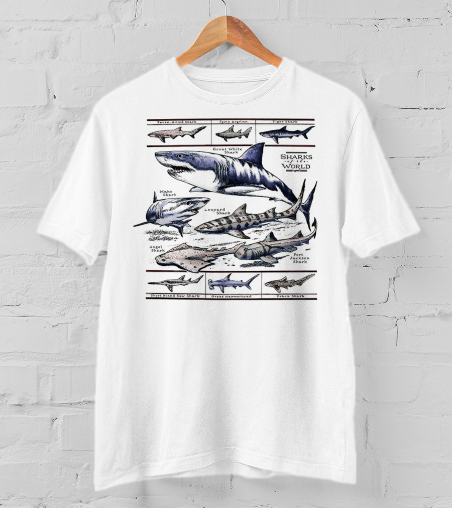 Field Guide Sharks World Marine Life Species Chart T-Shirt
