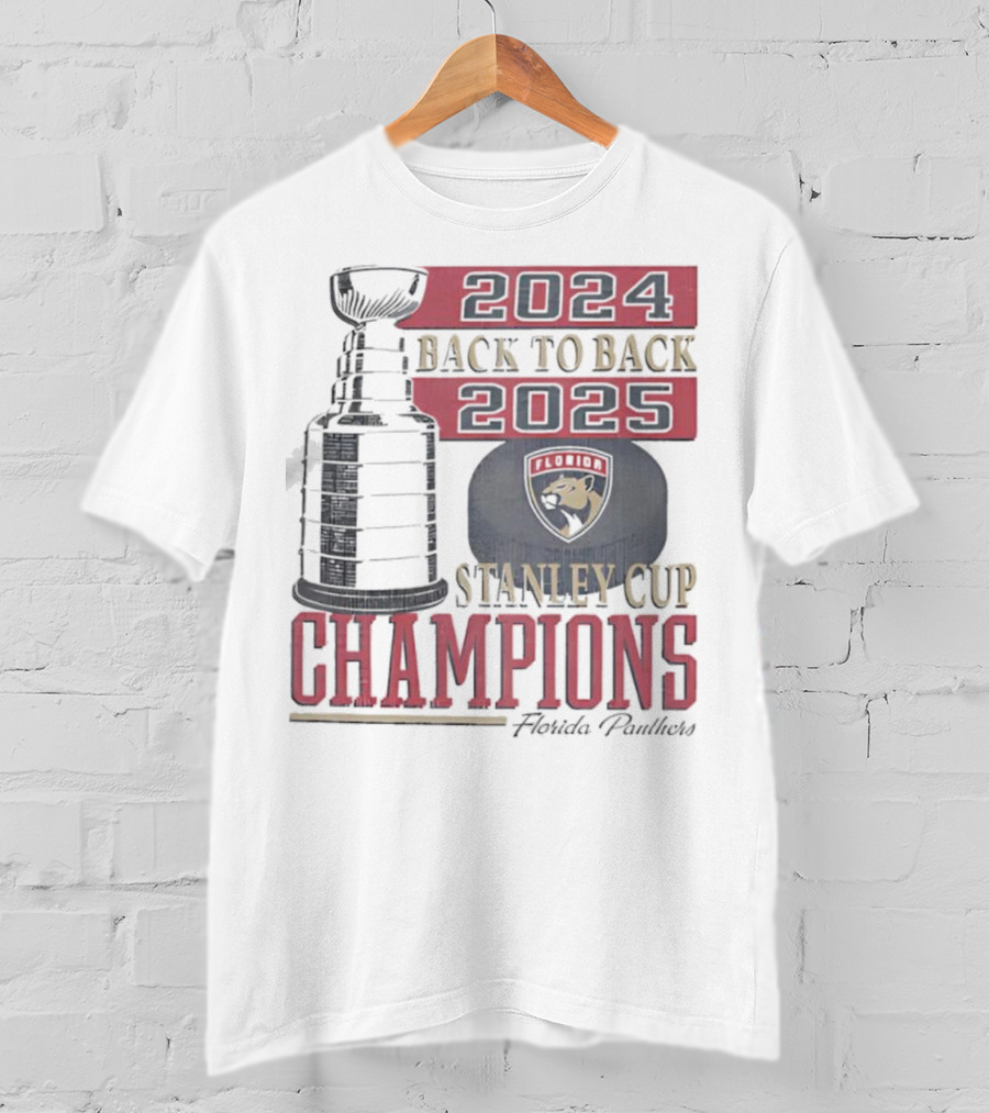 Florida Panthers 2024 2025 Back To Back Stanley Cup Champions Vintage 47 White T-Shirt