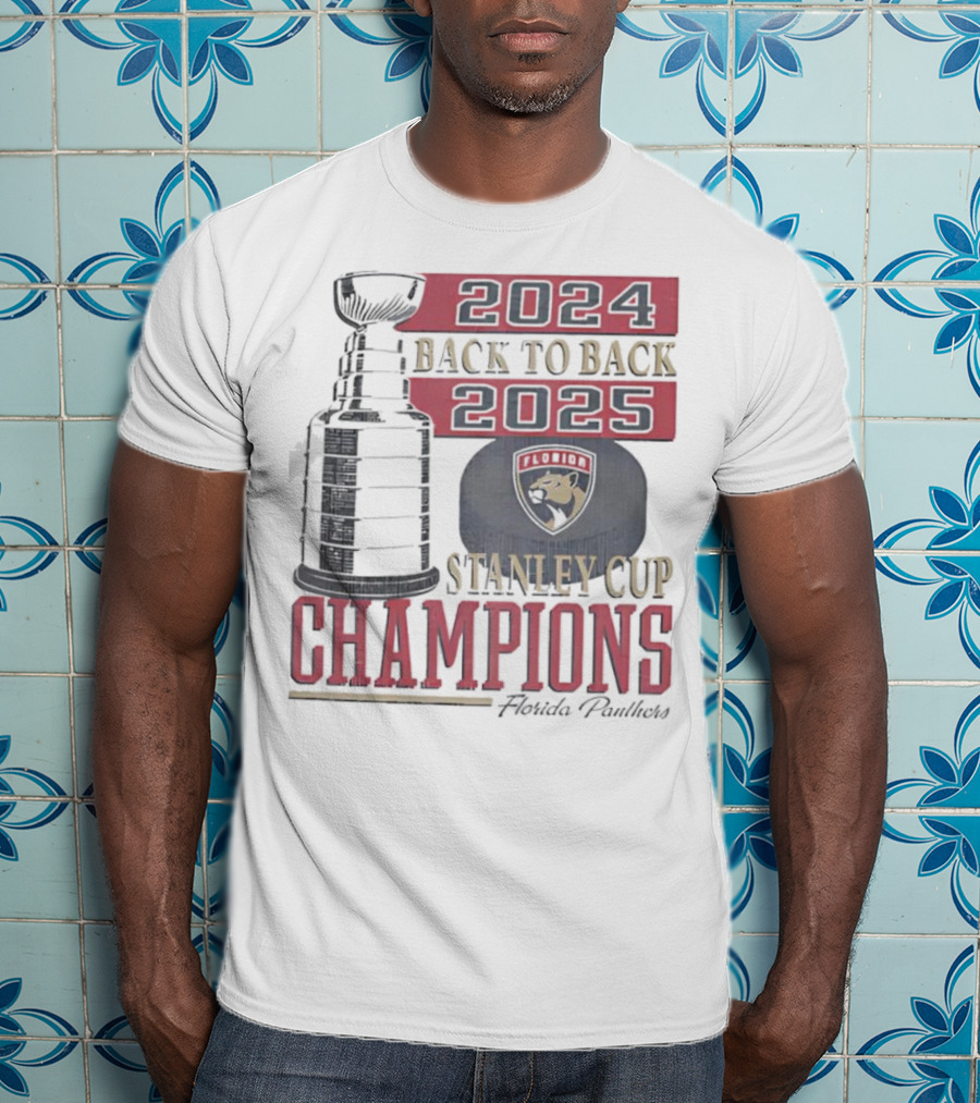 Florida Panthers 2024 2025 Back To Back Stanley Cup Champions Vintage 47 White T-Shirt