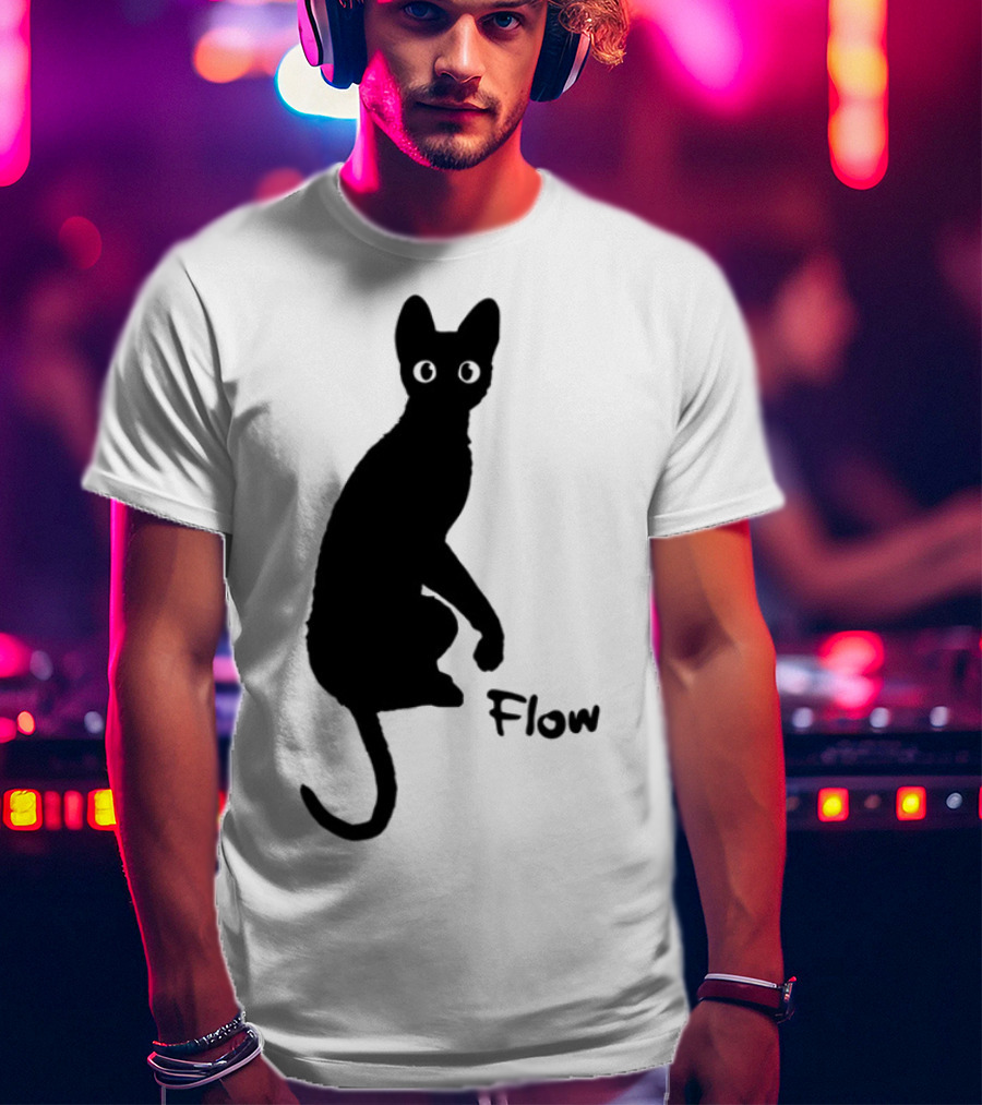 Flow Movie India Ink Cat Silhouette T-Shirt