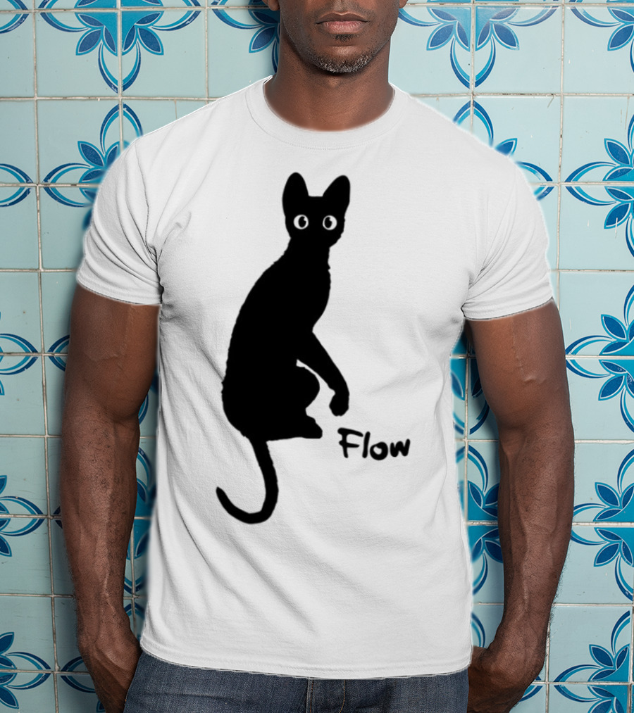 Flow Movie India Ink Cat Silhouette T-Shirt