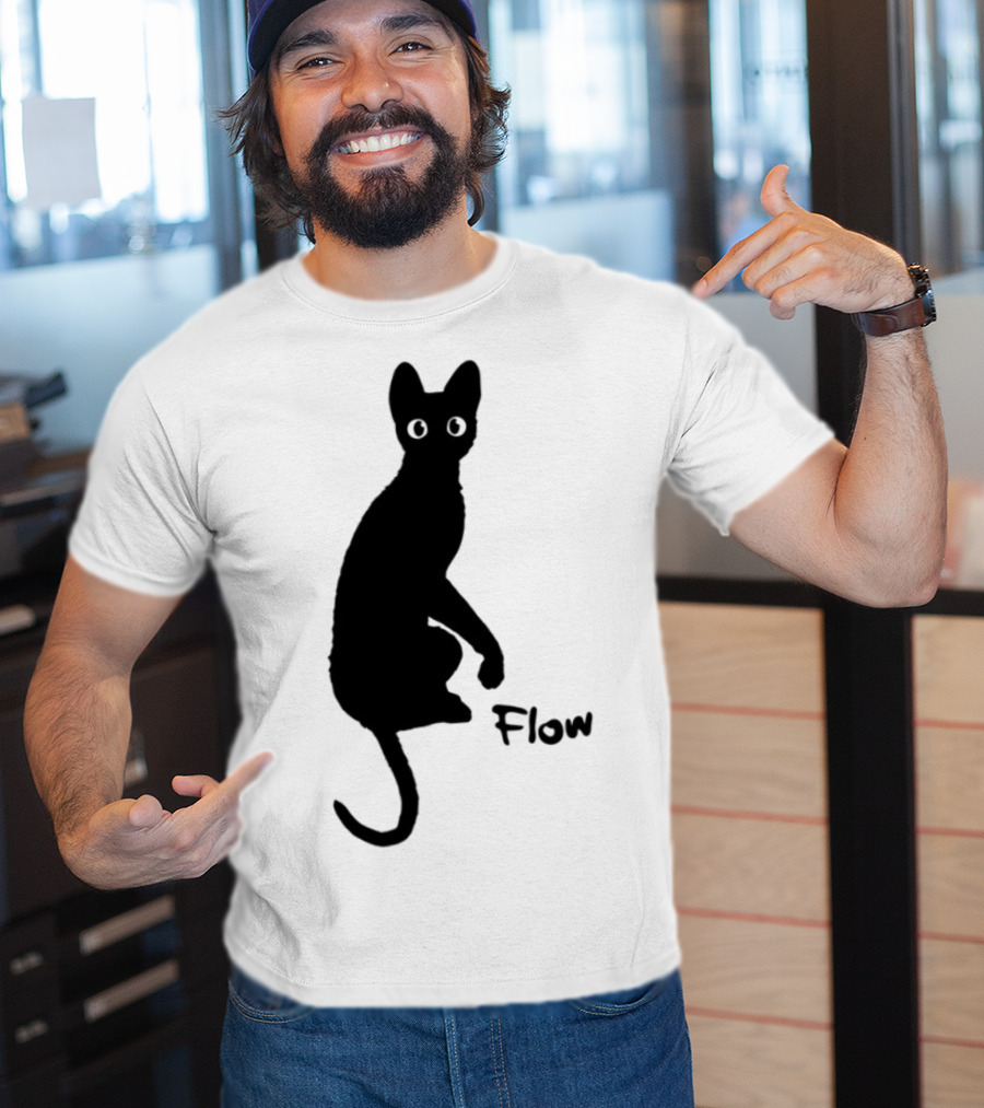 Flow Movie India Ink Cat Silhouette T-Shirt