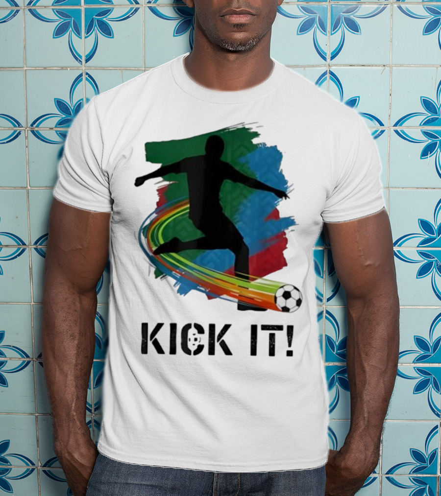 Kick It Soccer Player Rainbow Trail T-Shirt