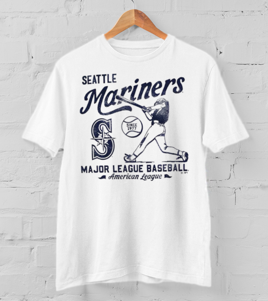Seattle Mariners Major League Baseball Regional Foundation Slogan Player Silhouette T-Shirt