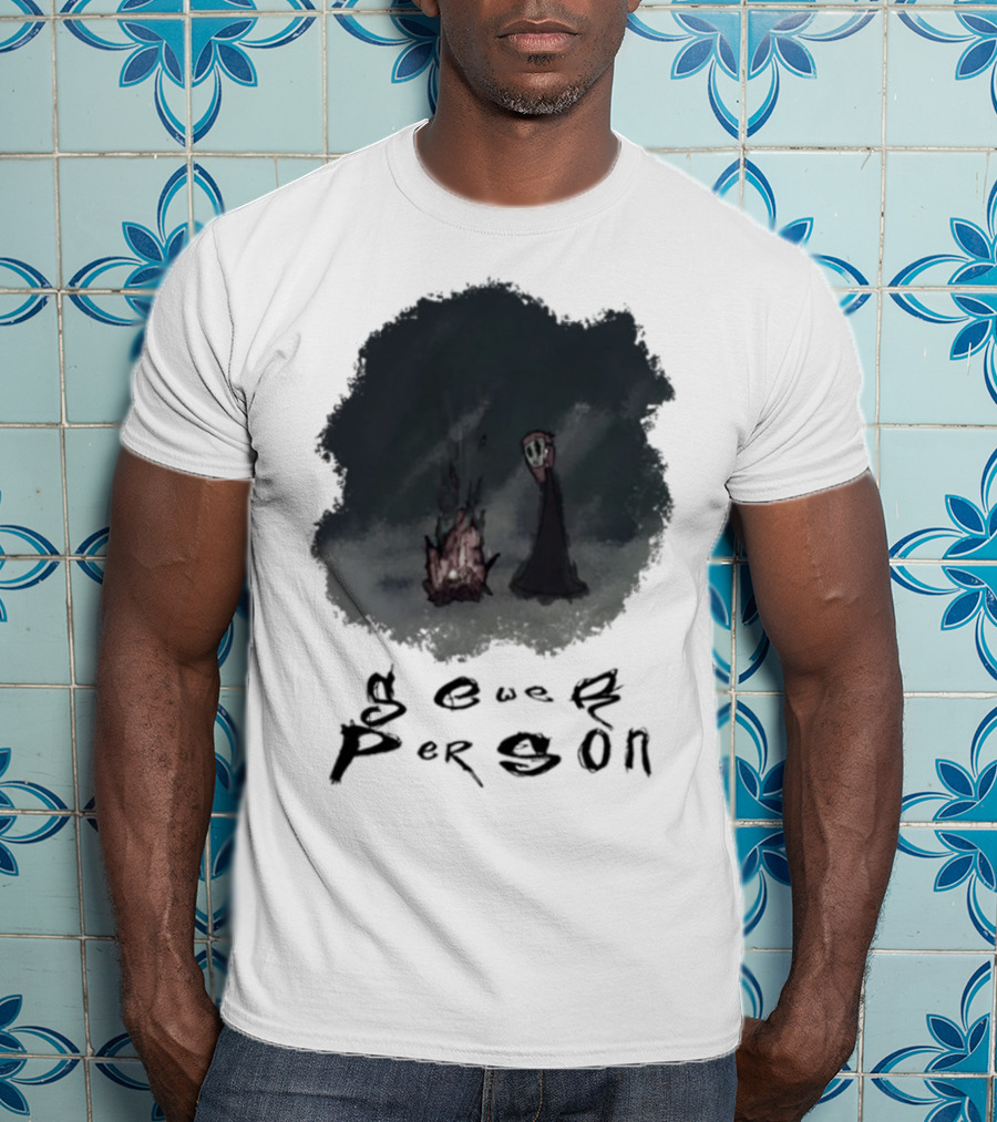 Sewerperson Campfire Mountain Forest Scene T-Shirt