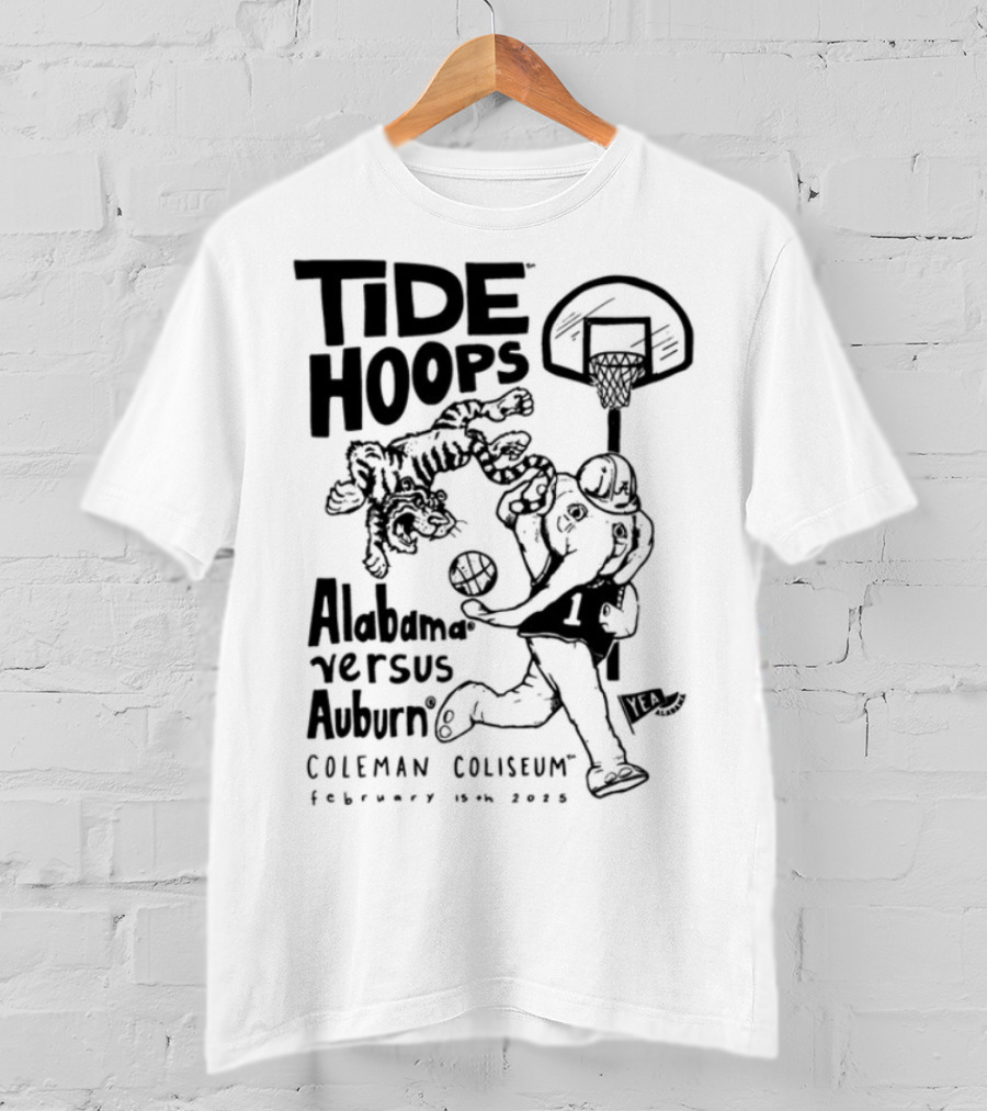 Tide Hoops Alabama Versus Auburn Basketball Showdown Crimson Night T-Shirt