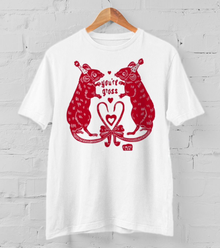 You're Gross Rats Party Hat Love Hearts T-Shirt