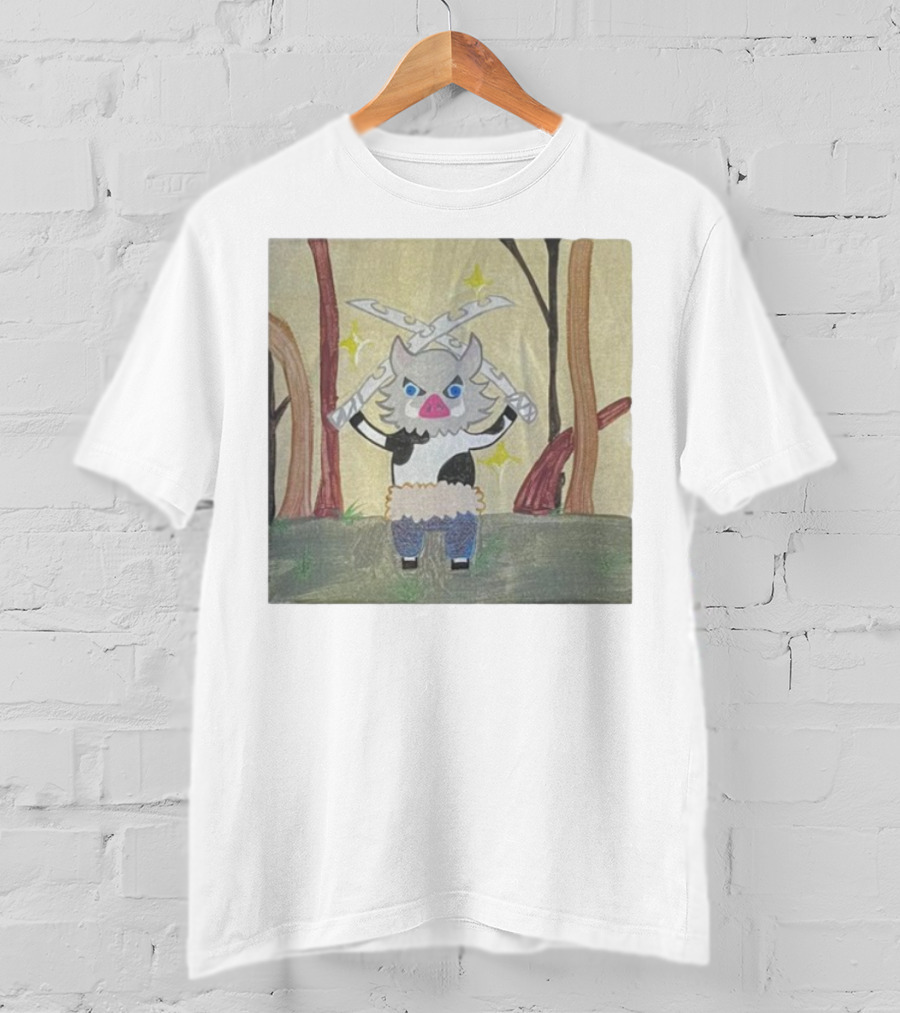 Boarbeef Inosuke Inspired Drawing Two Swords Forest Background T-Shirt