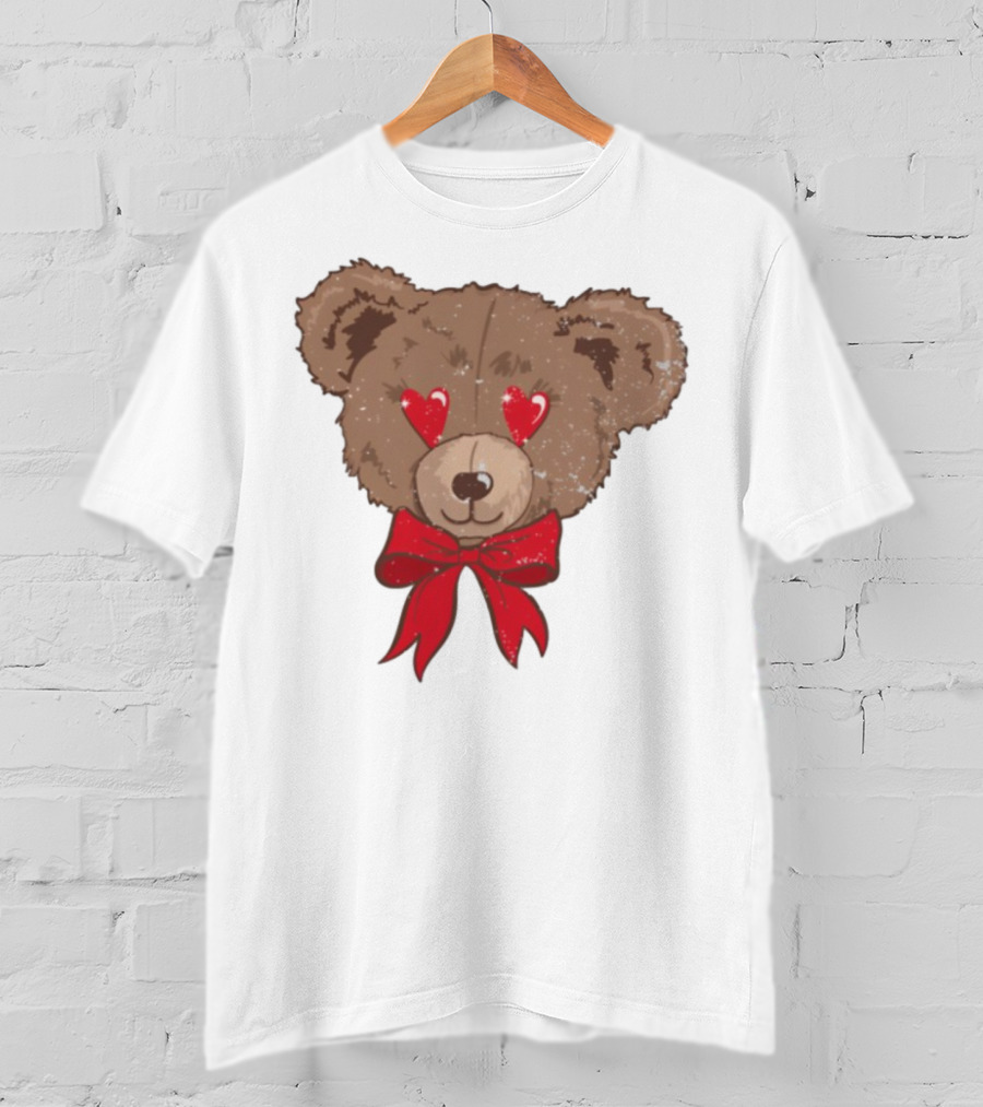I Love You Beary Much Heart Eyes Teddy Bear Red Bow T-Shirt