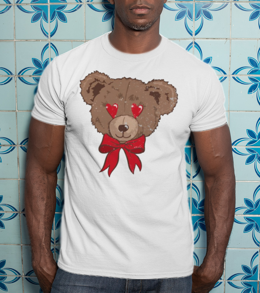 I Love You Beary Much Heart Eyes Teddy Bear Red Bow T-Shirt