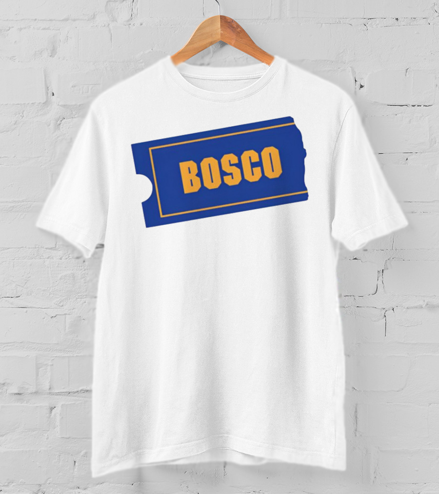 Bosco Blue Ticket Style Bold Text Design T-Shirt