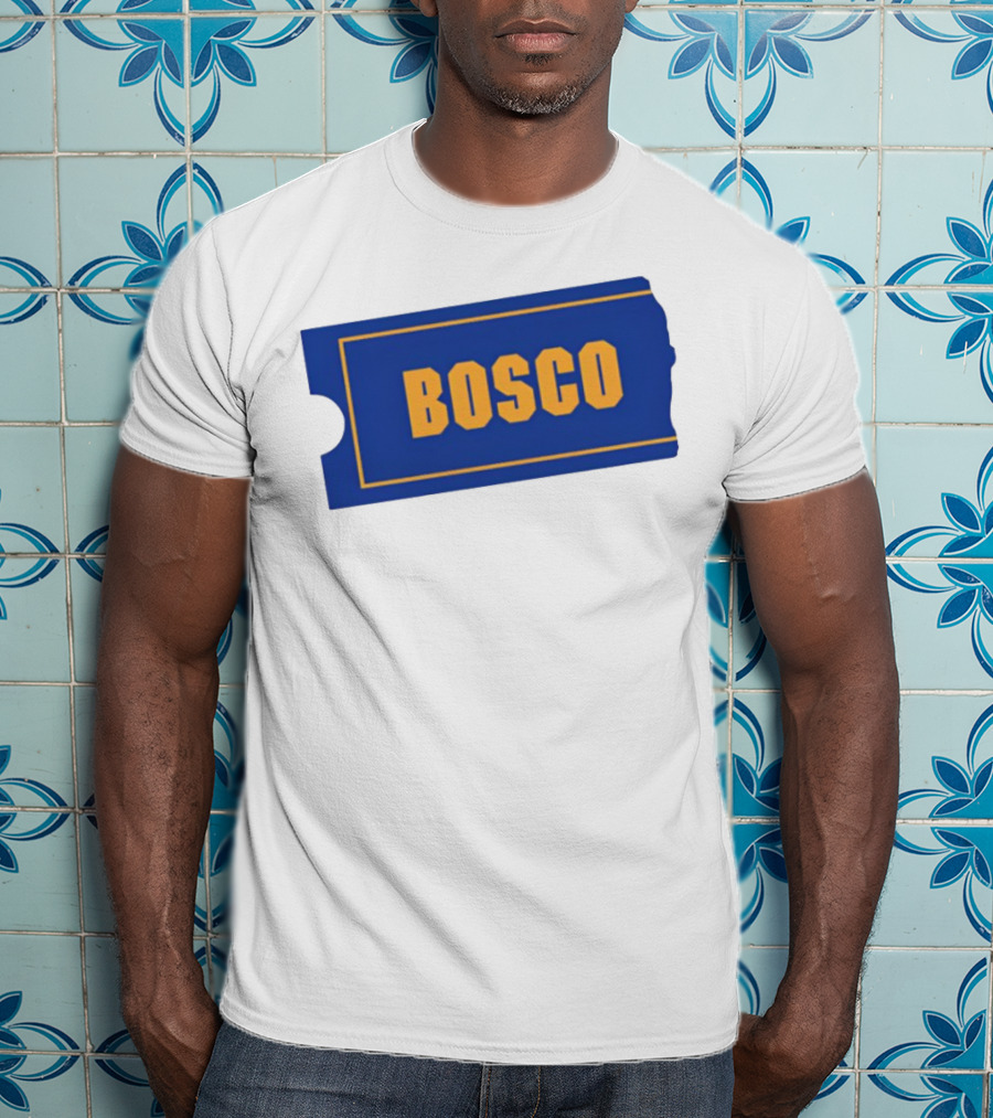 Bosco Blue Ticket Style Bold Text Design T-Shirt