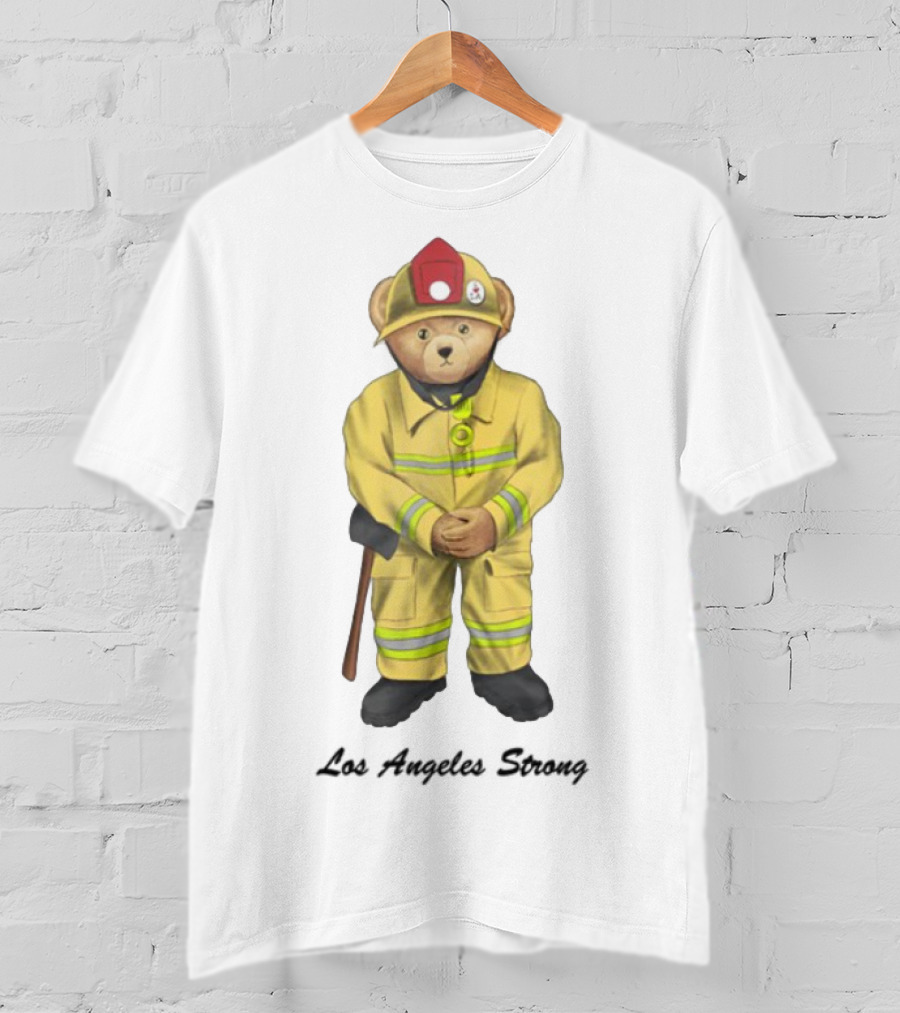Michael Cherman Firefighter Bear Support Los Angeles Strong T-Shirt