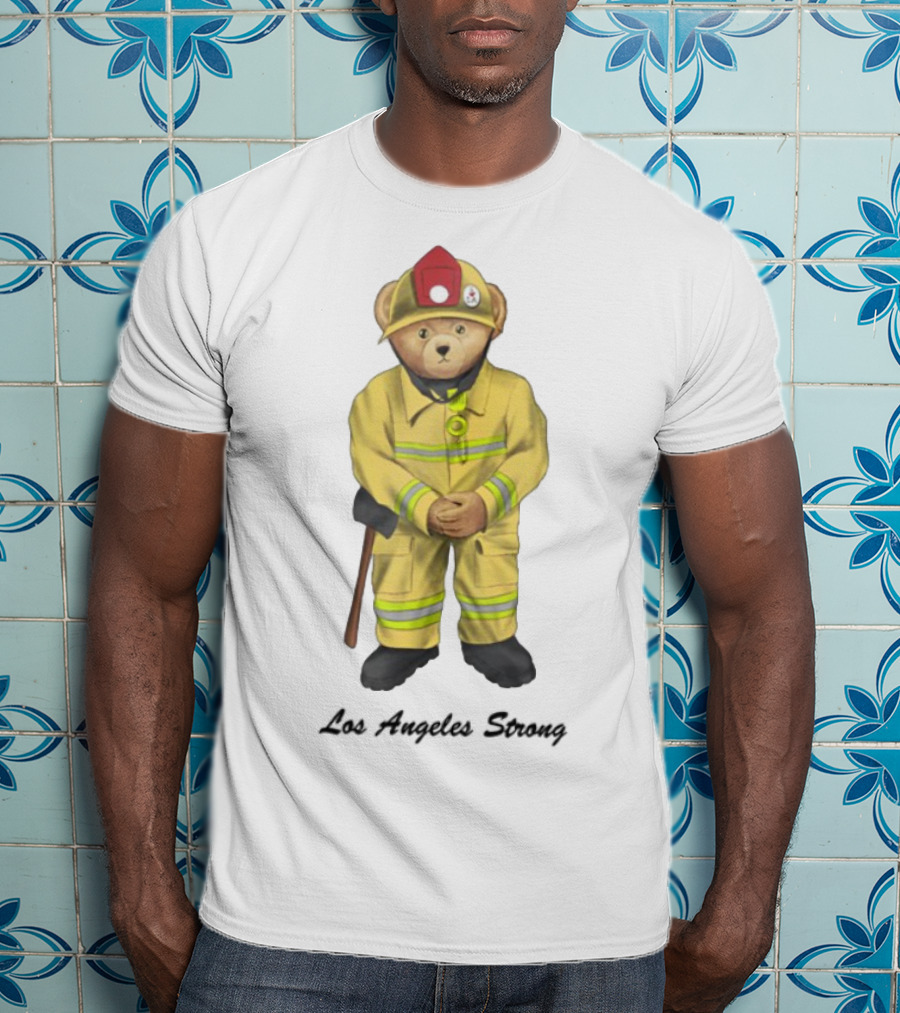 Michael Cherman Firefighter Bear Support Los Angeles Strong T-Shirt