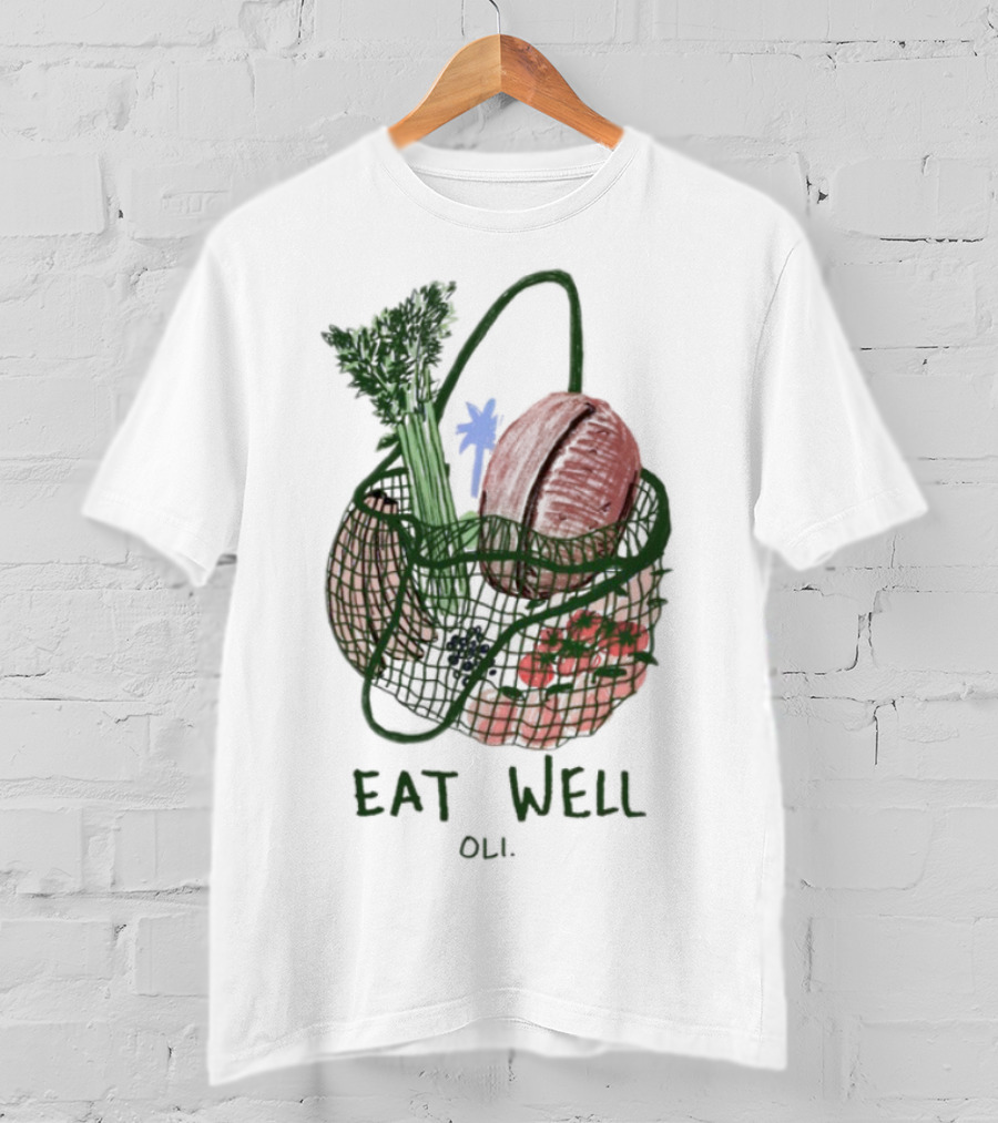 Eat Well Oli Vegetable Basket Illustration T-Shirt